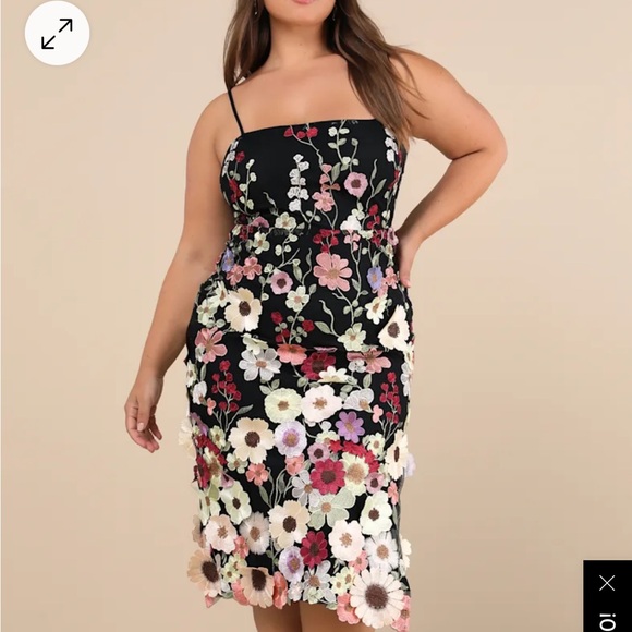 Lulus floral dress. Never worn! Strappy black floral dress - Picture 4 of 6